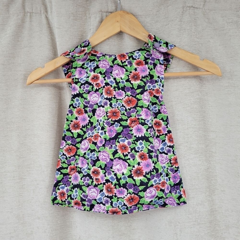 Girls Vintage Play Smock Apron Dress Coverlet Penefore Cottagecore Purple Floral